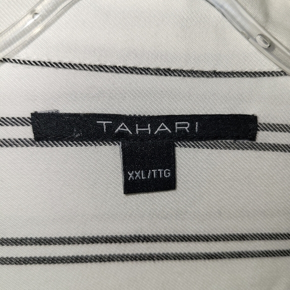 Tahari Button Up Dress Shirt White With Grey Piping XXL - Picture 8 of 11